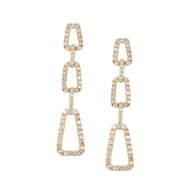 vintage statement earrings for women -vintage statement earrings for women -YELLOW GOLD DANGLE EARRINGS WITH 126 DIAMONDS, 1.28 CT TW