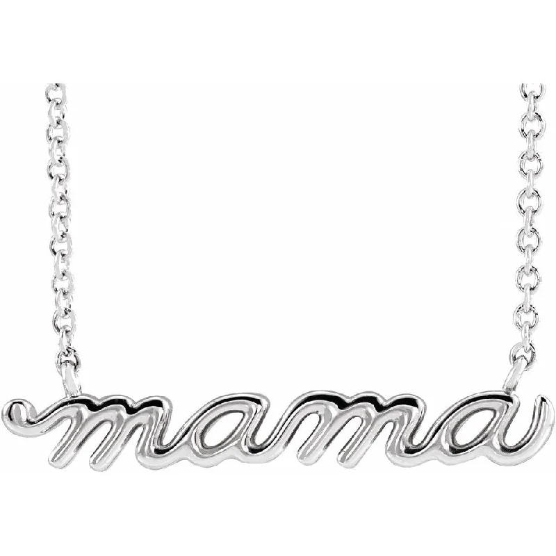 crystal necklaces for women -Sterling Silver Mama Script Necklace 18"