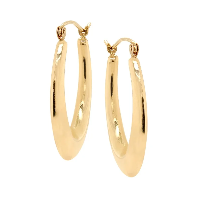 gold hoop earrings for women -gold hoop earrings for women -YELLOW GOLD OVAL SHAPED HOOP EARRINGS