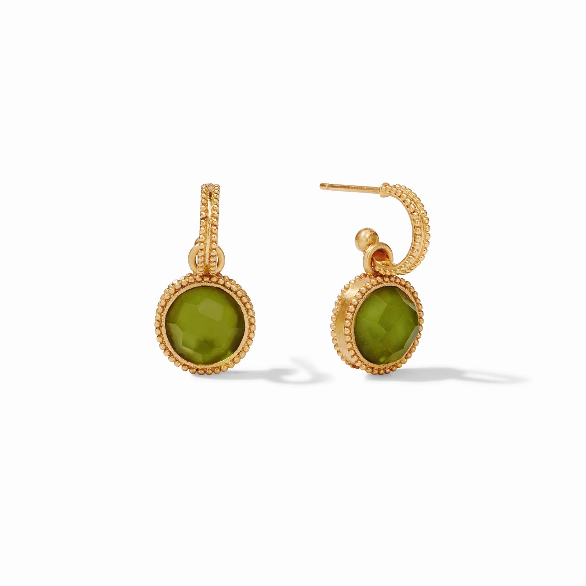 gemstone earrings for women -gemstone earrings for women -Julie Vos Fleur-de-Lis Jade Green Hoop and Charm Earrings