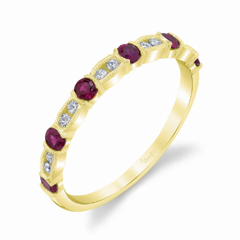 birthstone rings for women -Uneek Precious Collection 1-Row Round Ruby Fashion Ring