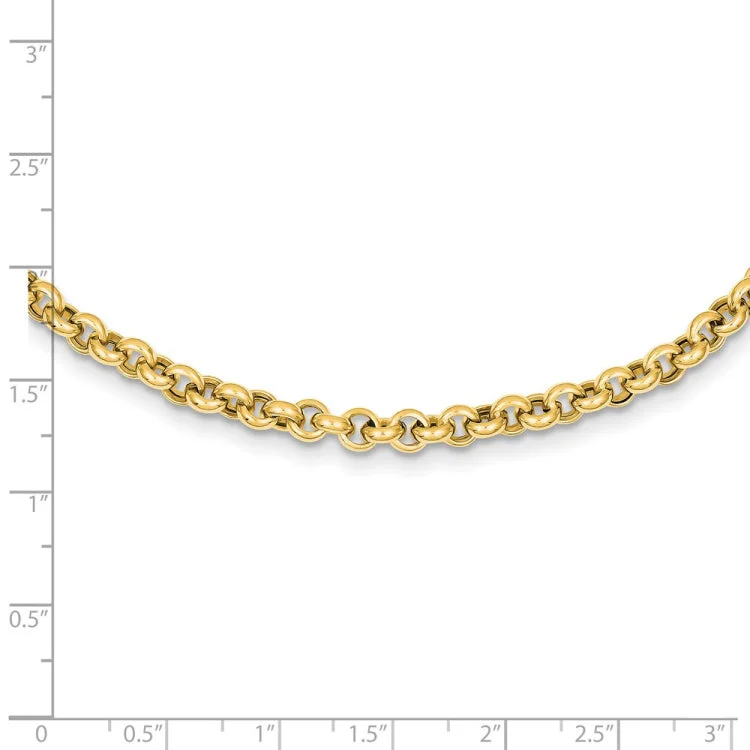 vintage-inspired necklaces for women -14k 18in 5mm Polished Fancy Rolo Link Necklace