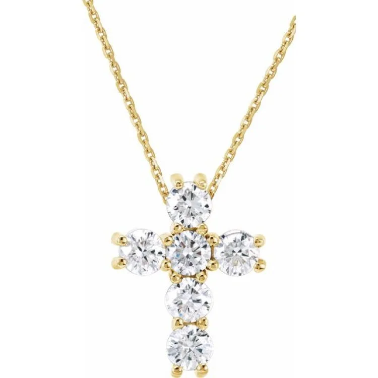 multi-strand necklaces for women -14K Yellow 1/4 CTW Lab-Grown Diamond Cross 18" Necklace