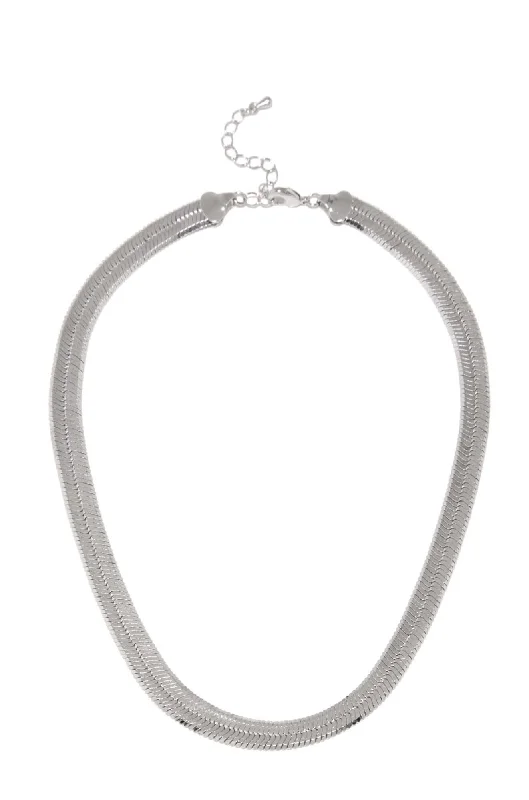 women’s art deco necklaces -Nicol Snake Chain Necklace - Silver