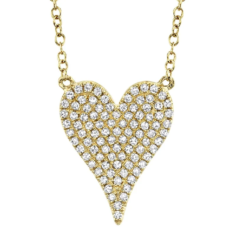 layered chain necklaces for women -0.21ct Yellow Gold Pave Diamond Heart Necklace