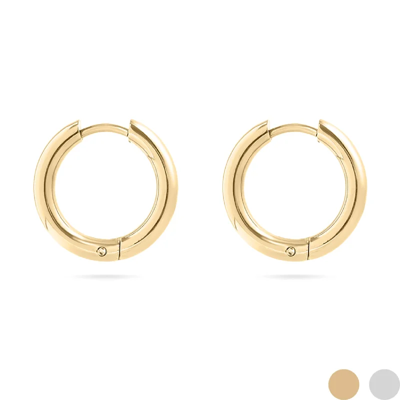 women’s hoop earrings with gemstones -women’s hoop earrings with gemstones -18K Gold PVD Stainless Steel Circle Huggie Hoop Earrings / ERJ0024