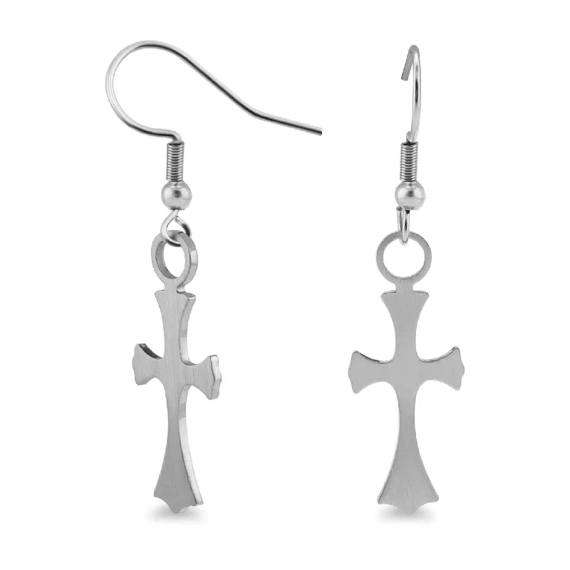 women’s hoop earrings with crystals -women’s hoop earrings with crystals -Stainless Steel Cross Earrings / ERJ0001