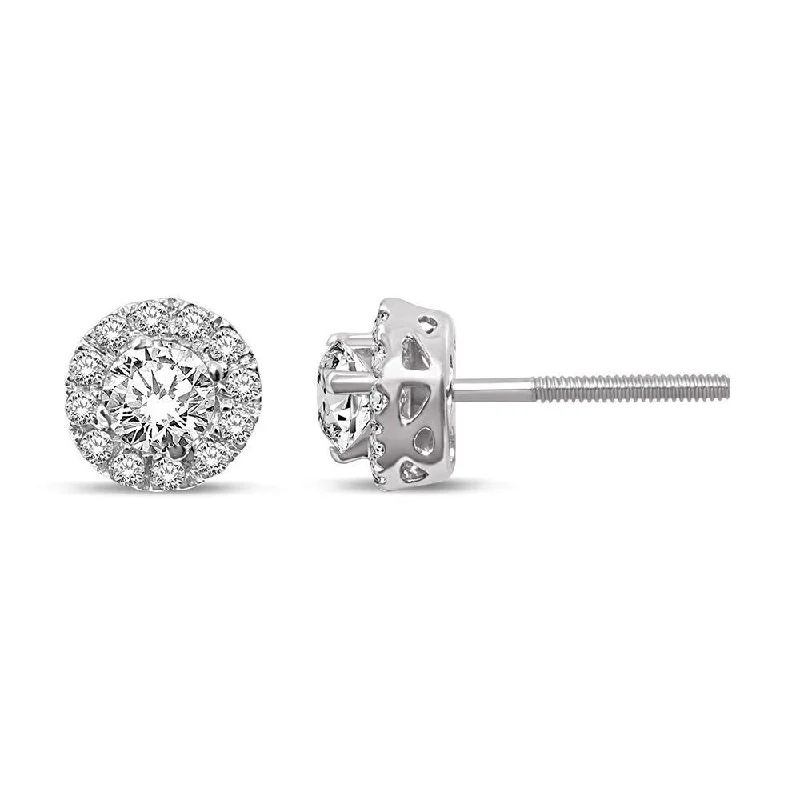 designer earrings for women -14K White Gold Diamond Stud Earrings