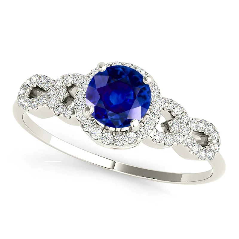 unique gemstone rings for women -1.35 ct. Genuine Blue Sapphire Ring Halo style