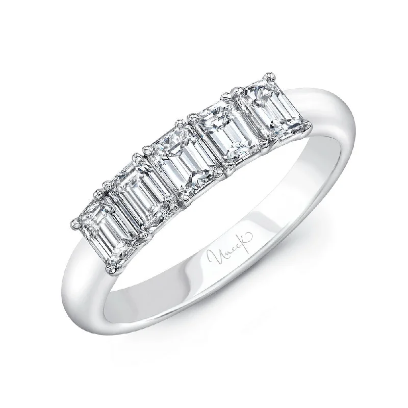 modern solitaire rings for women -Uneek Timeless Collection Five-Stone Emerald Cut Anniversary Ring