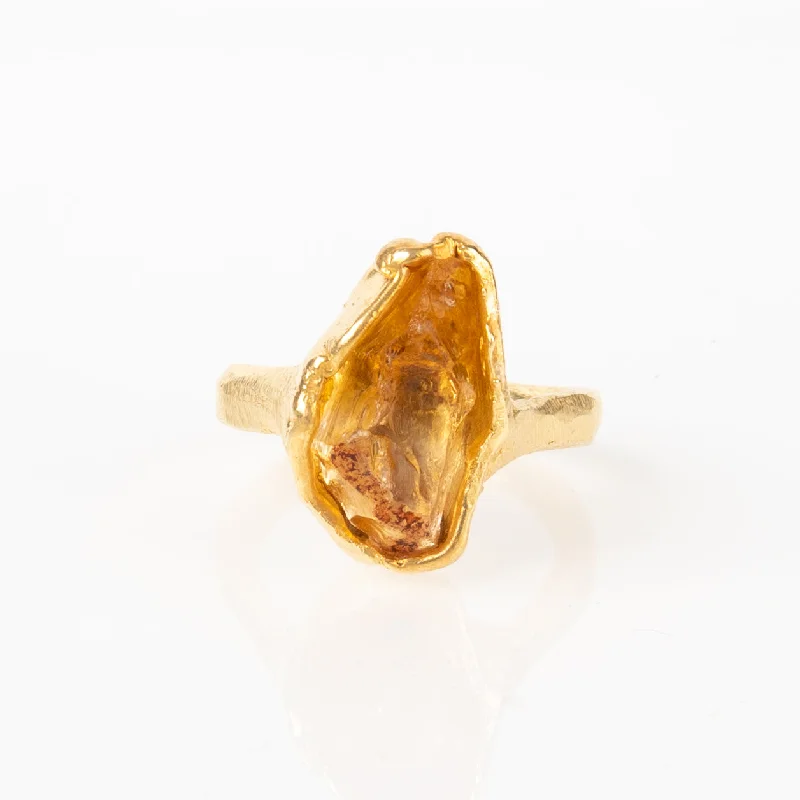 contemporary engagement rings for women -Rough Citrine Ring