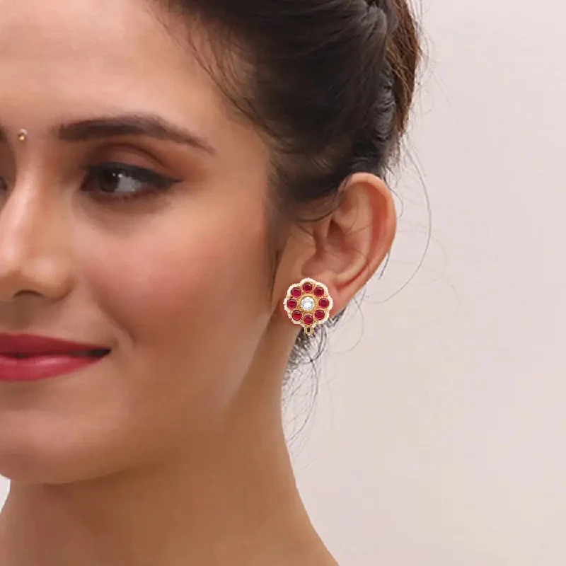 women’s hoop earrings with diamonds -women’s hoop earrings with diamonds -Silver 92.5 KUNDAN SILVER STUDS