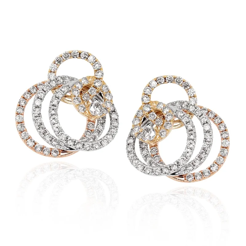 small stud earrings for women -small stud earrings for women -TRI-TONE GOLD DIAMOND FASHION EARRINGS, 2.90 CT TW