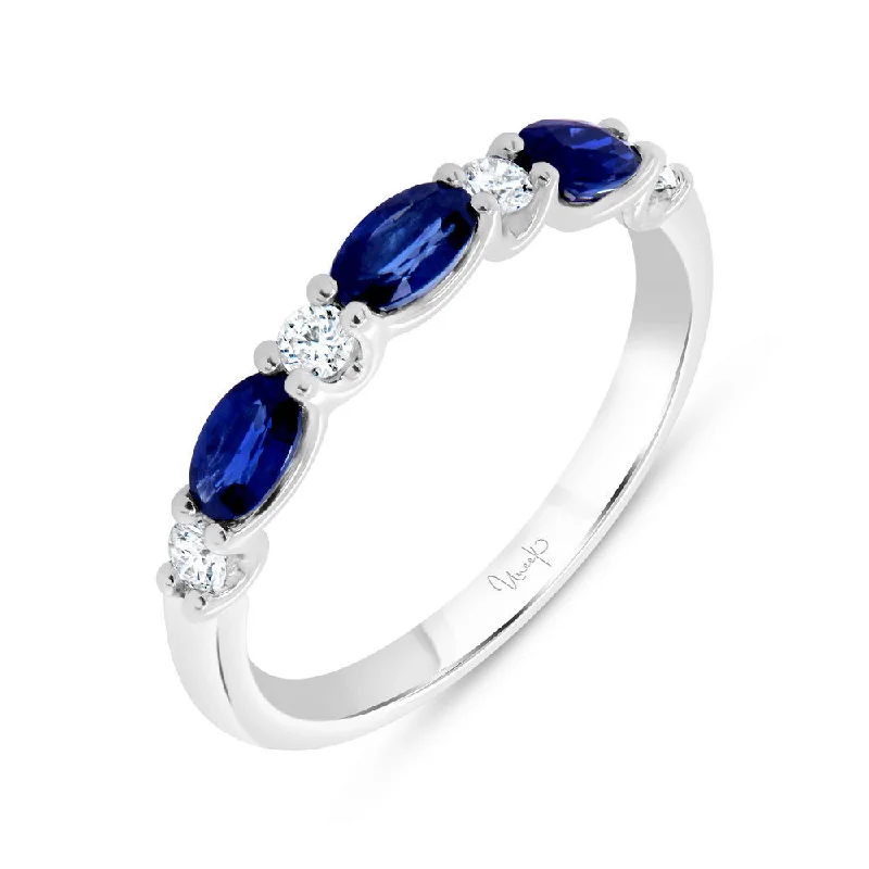 affordable gold engagement rings for women -Uneek Precious Collection 1-Row Oval Shaped Blue Sapphire Fashion Ring