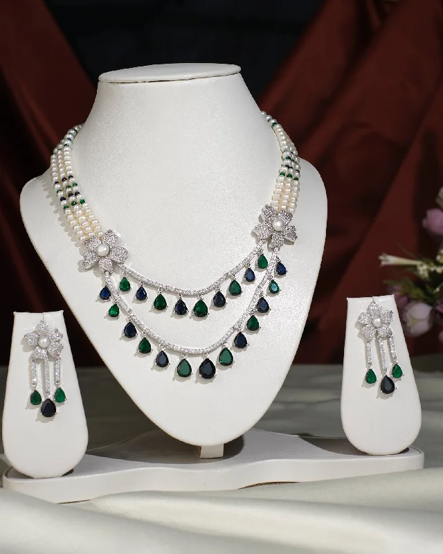 boho-chic necklaces for women -Beautiful Ravishing Pearl Necklace Set