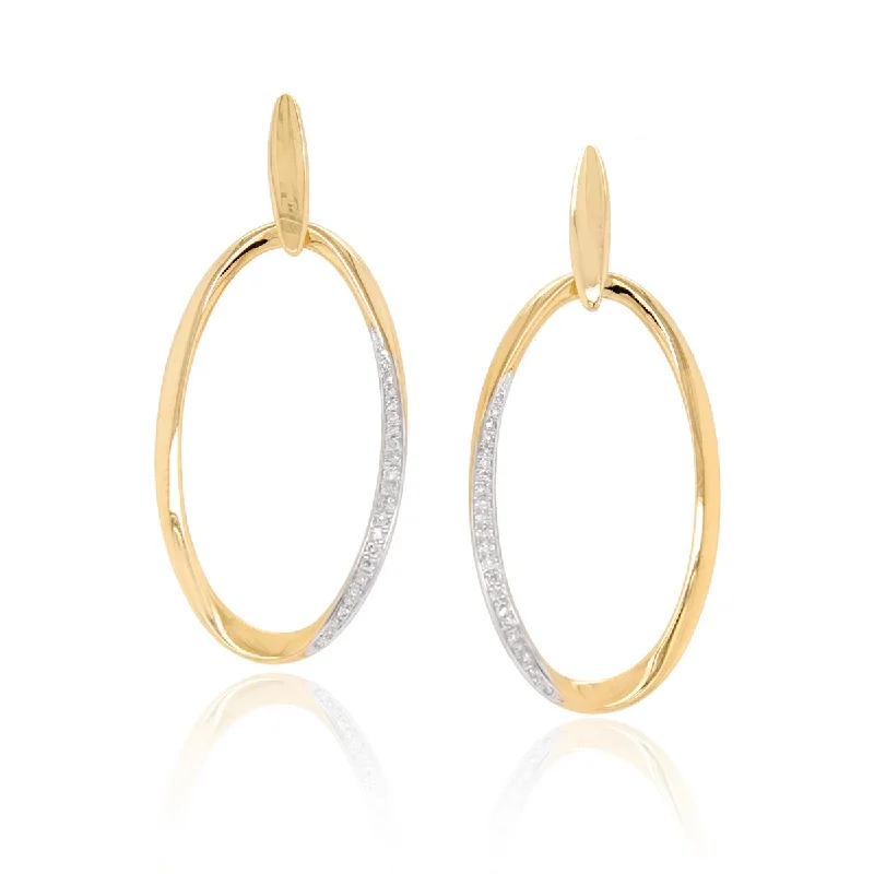 custom earrings for women -custom earrings for women -YELLOW GOLD AND DIAMOND DANGLE HOOP EARRINGS, .14 CT TW