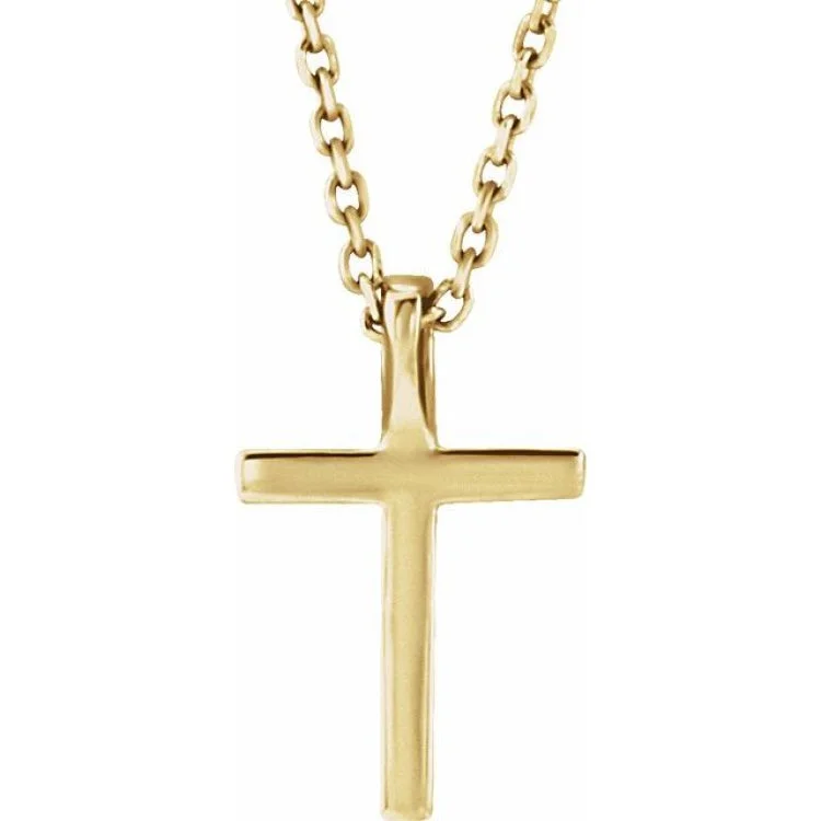 geometric necklaces for women -14K Yellow .06 CTW Lab-Grown Diamond Petite Cross 16" Necklace