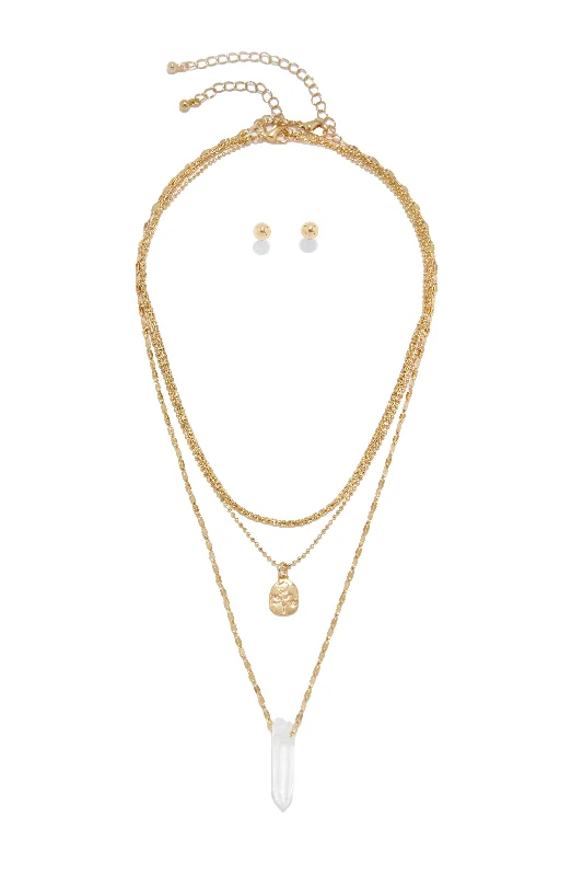 women’s gemstone necklace sets -Deymara Necklace and Earring Set - Gold