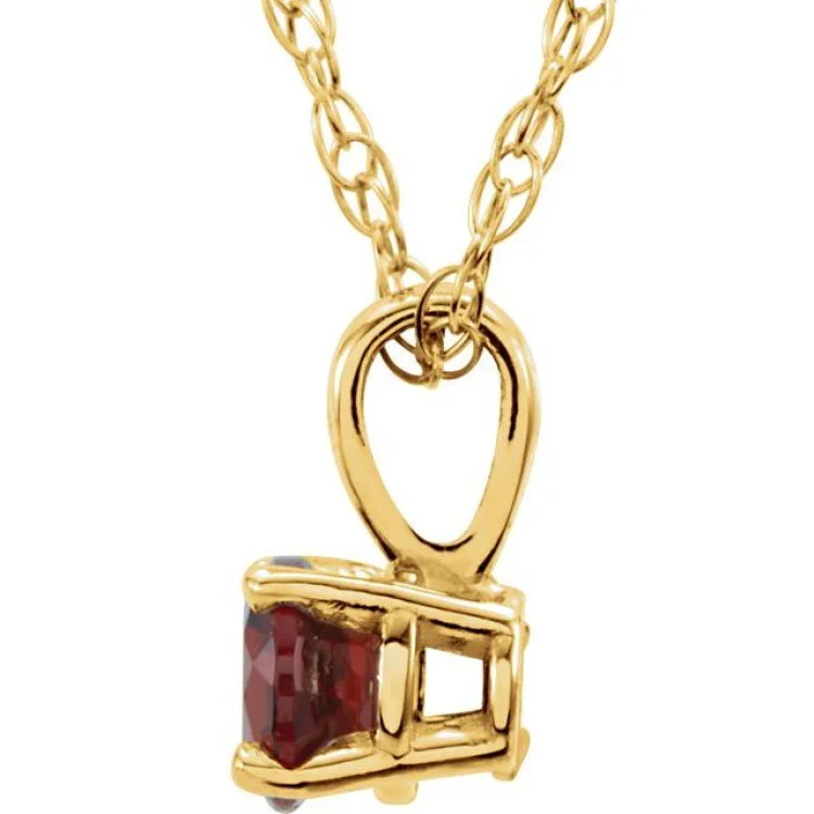 rhinestone necklaces for women -14K Yellow 3 mm Natural Mozambique Garnet Youth Solitaire 14" Necklace