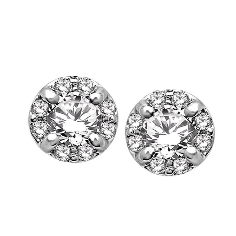 modern earrings for women -14K White Gold Diamond Stud Earrings