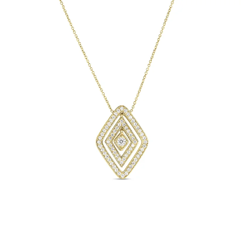 trendy necklaces for women -18kt. Yellow Gold Diamante Large Diamond Pendant Necklace