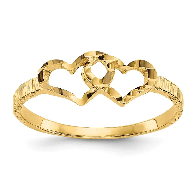 affordable diamond rings for women -14KT Yellow Gold Childrens Heart Ring; Size 5