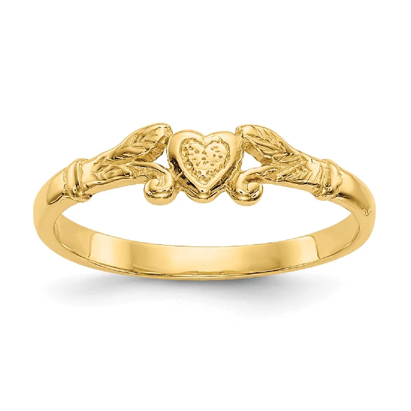 women’s halo wedding rings -14KT Yellow Gold Heart Baby Ring; Size 1