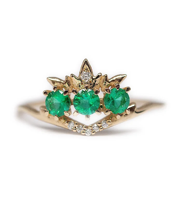 cushion cut diamond rings for women -Emerald Theophany Ring