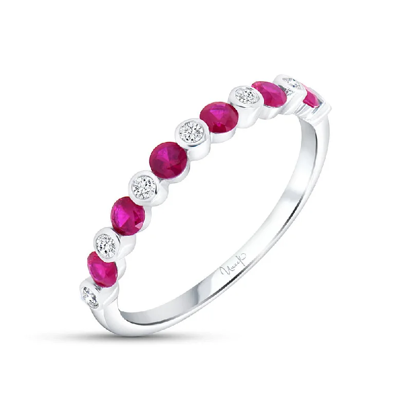 luxury engagement rings for women -Uneek Precious Collection 1-Row Round Ruby Fashion Ring