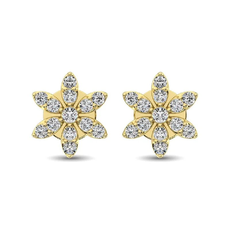 pearl stud earrings for women -Diamond 1/3 Ct.Tw. Flower Stud Earrings