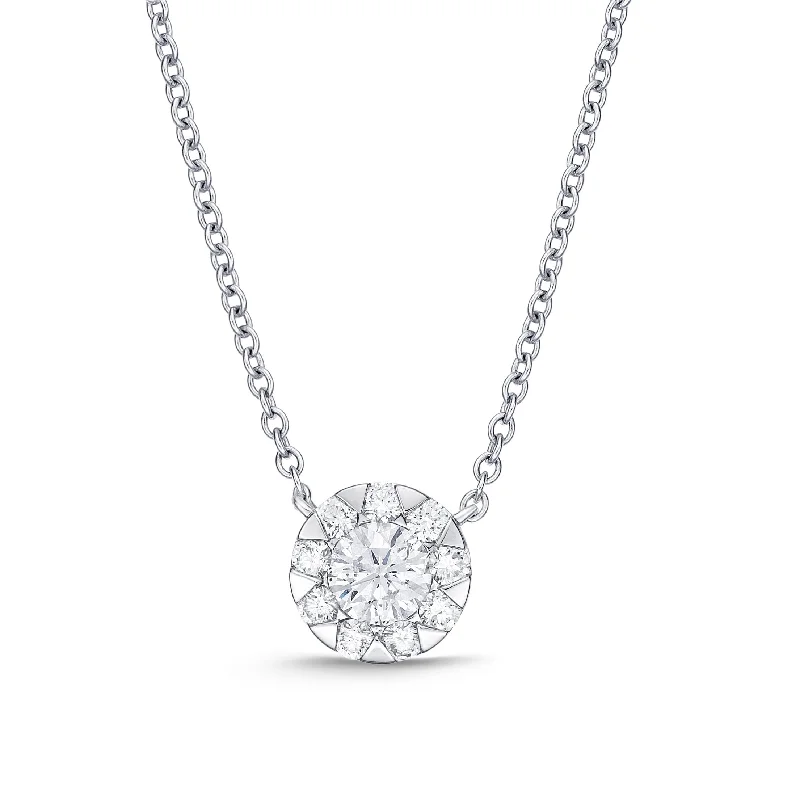 simple necklaces for women -Diamond Bouquet Cluster Necklace in 18K White Gold