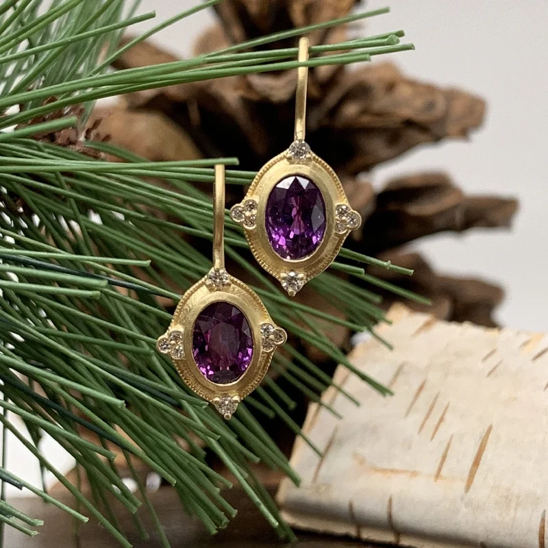 art deco earrings for women -art deco earrings for women -Jasmine with Grape-berry Sapphires