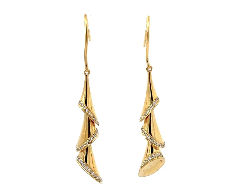 elegant gold earrings for women -Gold Christmas Tree Diamond Earrings 18K Yellow Gold