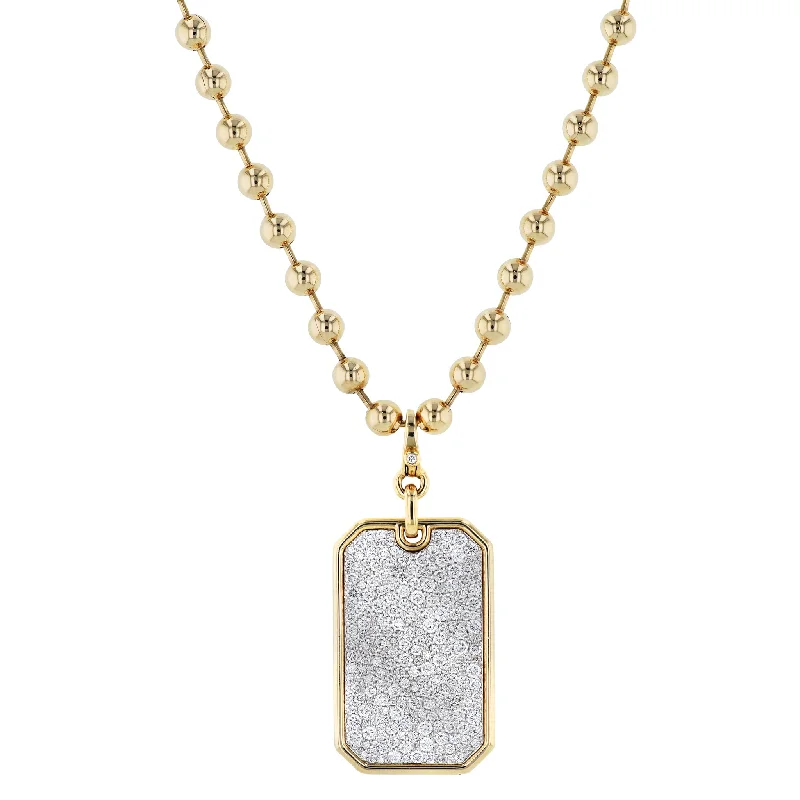 elegant pearl necklaces for women -Yellow Gold Diamond Rectangular Tag Necklace Pendant