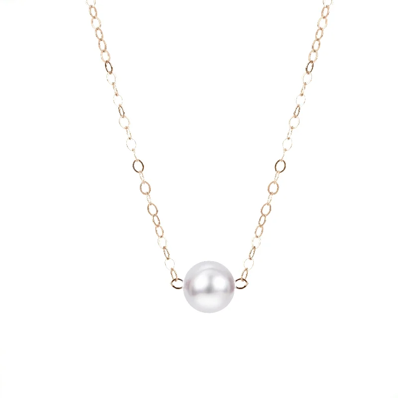 charm necklaces for women -7mm  Start-Her Pearl Necklace 14K Yellow Gold Chain