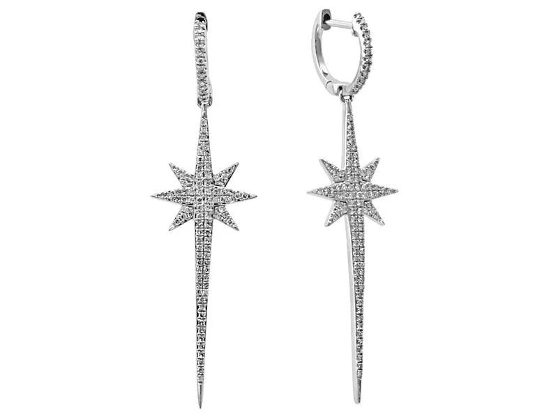 zirconia earrings for women -zirconia earrings for women -DANGLING STARBURST DIAMOND EARRINGS