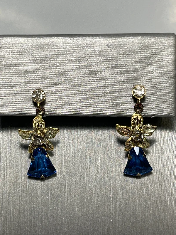 women’s gold drop earrings -Ladies Antique Sapphire and Diamond Style Earrings