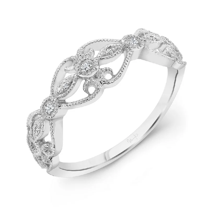 vintage rings for women with diamonds -Uneek Stackable Collection Floral Fashion Ring