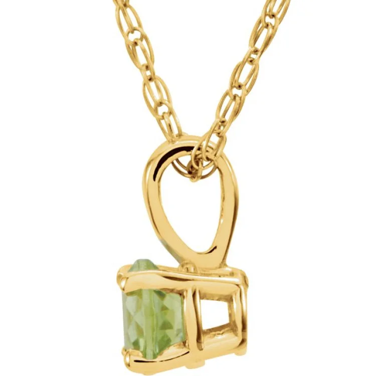 gemstone pendant necklaces for women -14K Yellow 3 mm Natural Peridot Youth Solitaire 14" Necklace