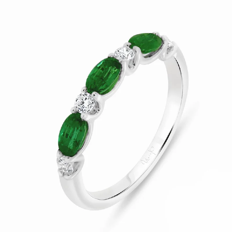 wedding rings with diamonds for women -Uneek Precious Collection 1-Row Oval Shaped Emerald Fashion Ring