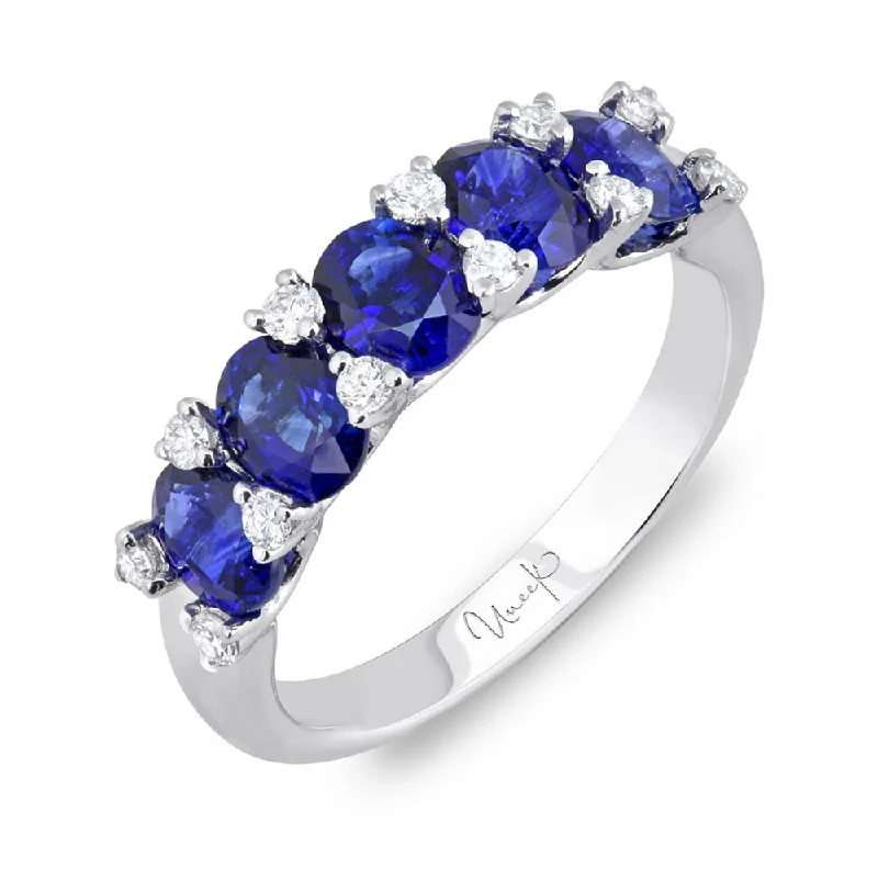 rose gold rings for women -Uneek Precious Collection Round Blue Sapphire Fashion Ring