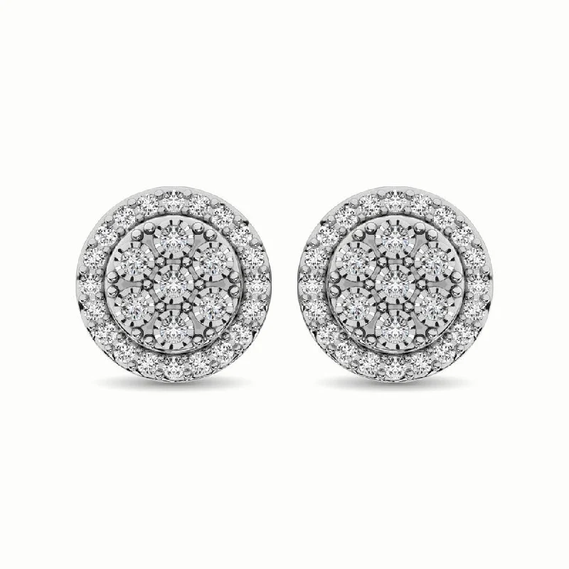 women’s gold statement earrings -10K White Gold 1/2 Ct.Tw. Diamond Stud Earrings