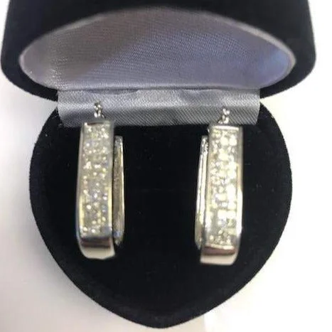 women’s hoop earrings with gemstones -14 Karat White Gold Princess Cut Diamond Earrings 2+ Carats TDW