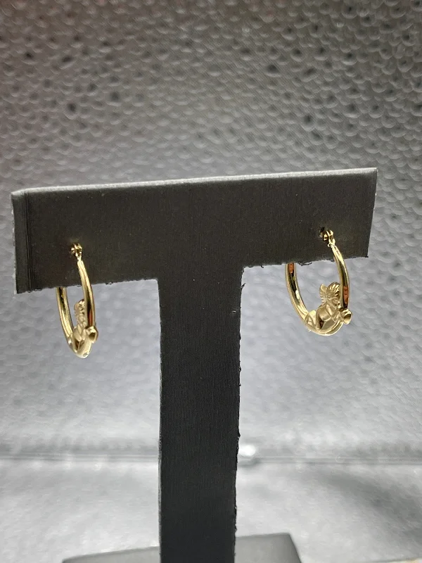 women’s gold statement earrings -women’s gold statement earrings -Ladies 14 Karat Solid Yellow Gold Angel Hoop Earrings