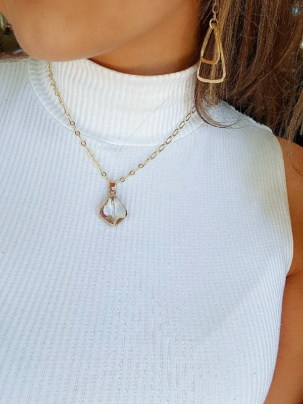 silver choker necklaces for women -Gold Chain Crystal Necklace