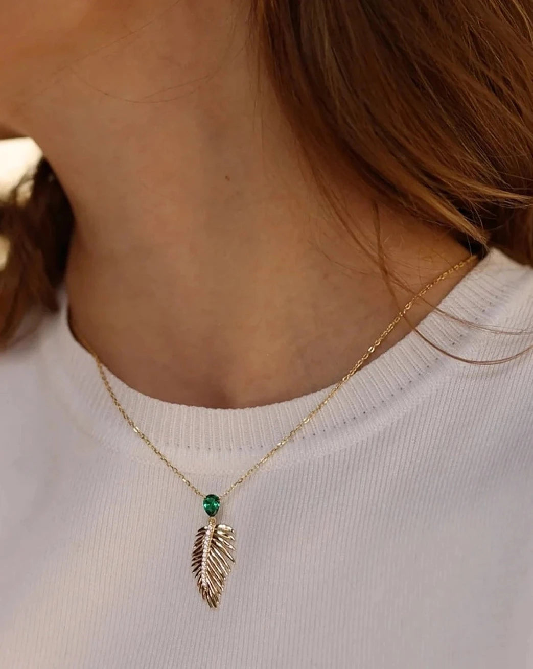 gold name necklaces for women -Palma Emerald Stone Necklace