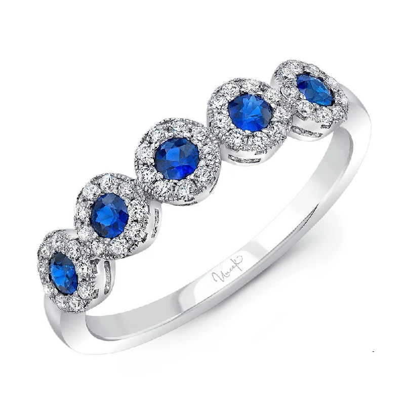 simple engagement rings for women -Uneek Precious Collection Round Blue Sapphire Fashion Ring