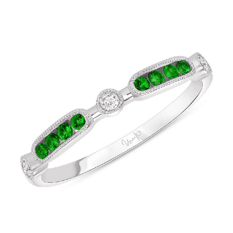 white gold engagement rings for women -Uneek Precious Collection 1-Row Round Emerald Fashion Ring