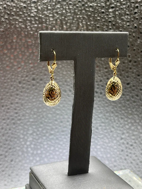 women’s hoop earrings with diamonds -women’s hoop earrings with diamonds -Ladies 14 Karat Yellow Gold Dangling Di-Cut Puff Ball Earrings