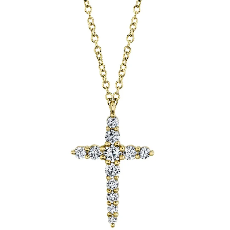 classic necklaces for women -Yellow Gold Pave Diamond Cross Necklace